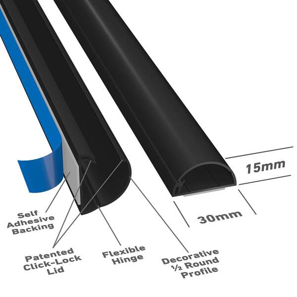 D-LINE Trunking Kit 30x15 3x1.0m - Johtokouru, Musta