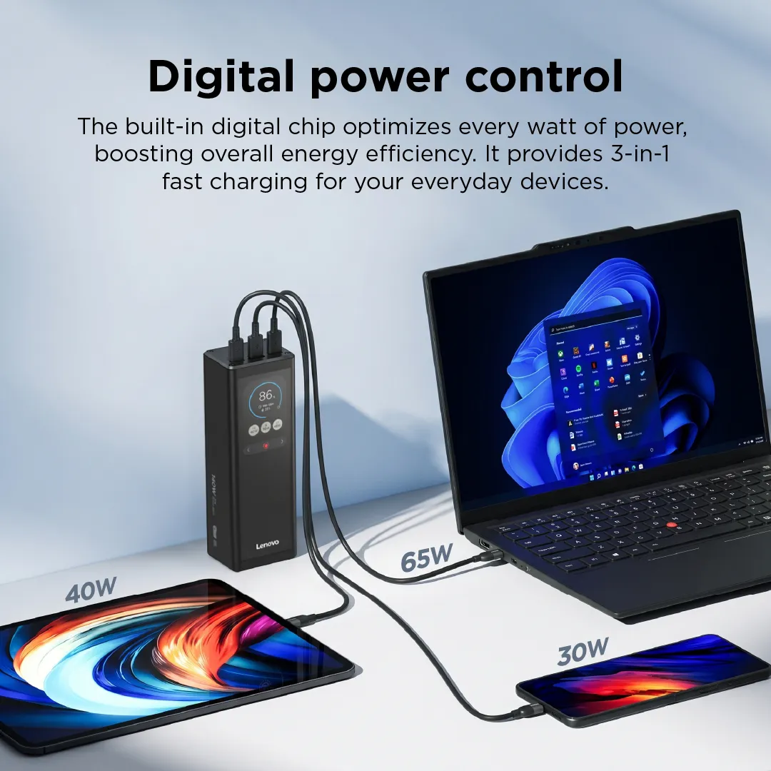 Lenovo 140W Smart Laptop, 20000mAh, PD 140W -varavirtal&auml;hde, musta
