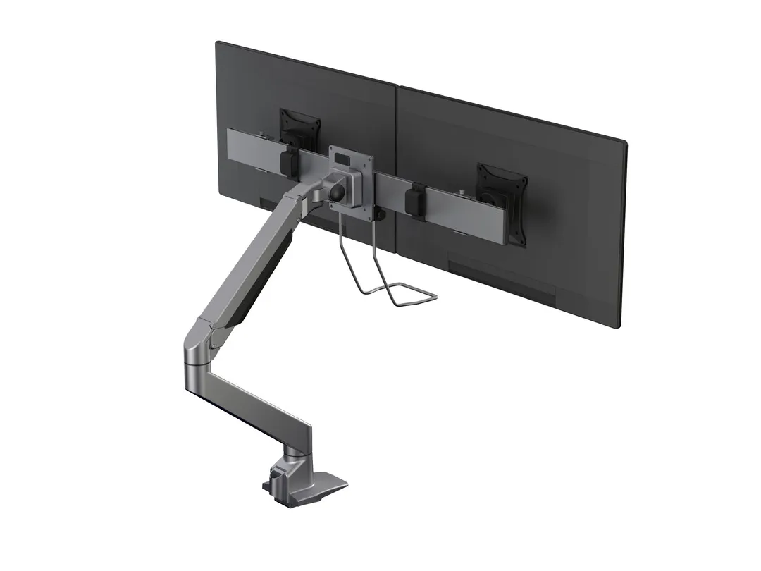 M VESA Gas Lift Arm Single Silver w. Duo Crossbar