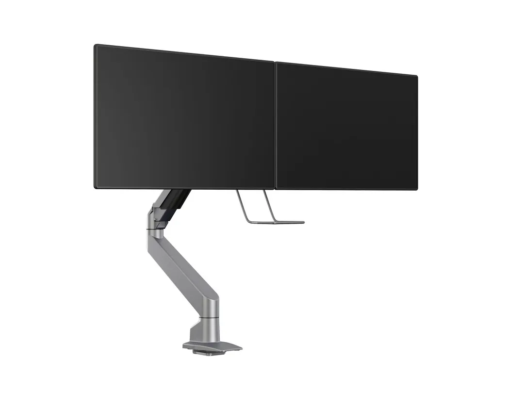 M VESA Gas Lift Arm Single Silver w. Duo Crossbar