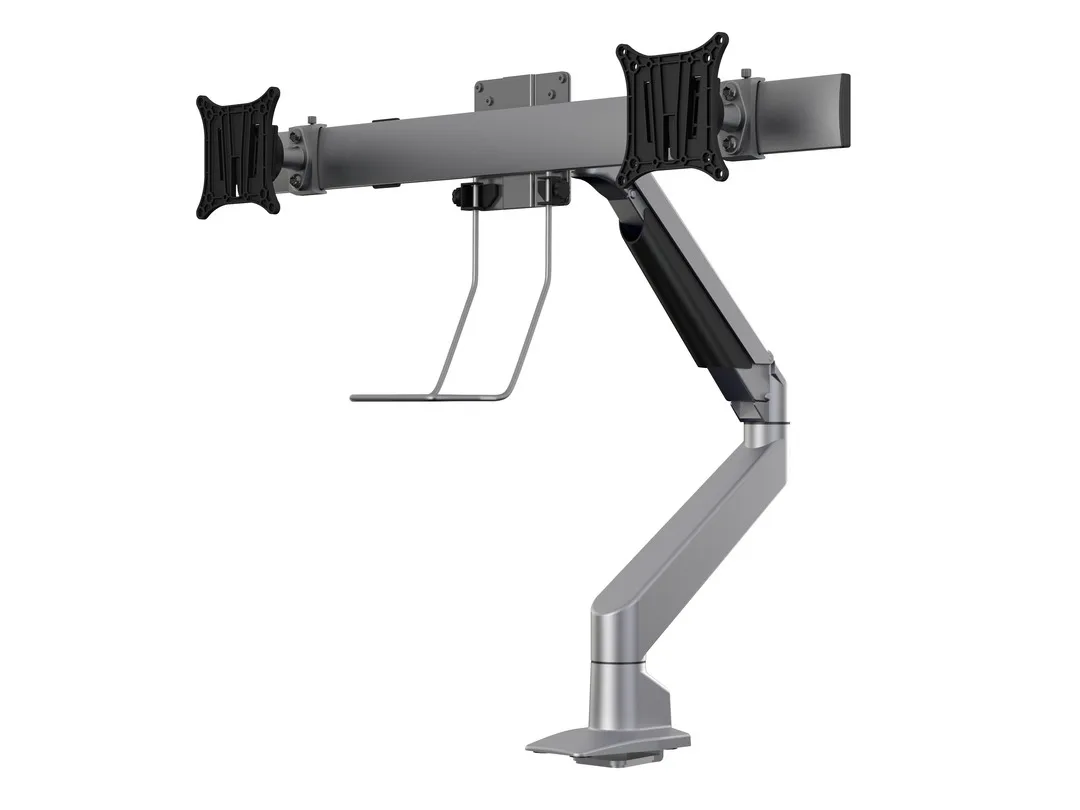M VESA Gas Lift Arm Single Silver w. Duo Crossbar