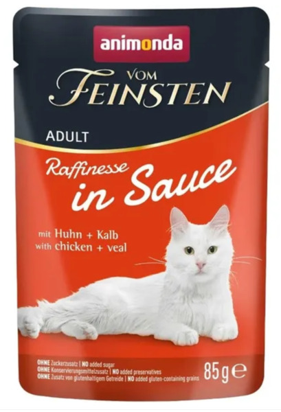 Animonda Vom Feinsten Raffinesse in Sauce with Chicken + Veal, V&aring;tfoder f&ouml;r katt, Adult, 85 g