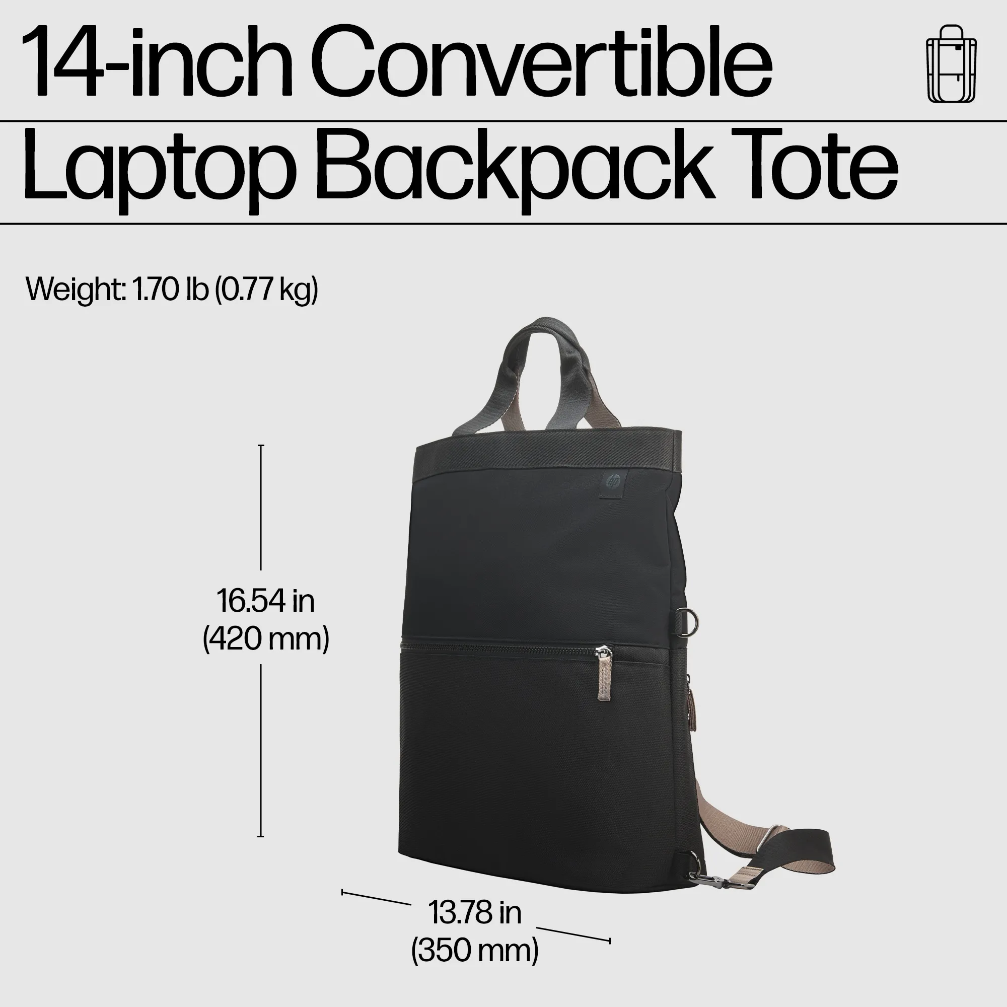 HP Convertible LBP Tote - datorryggs&auml;ck, svart, 14.1&quot;