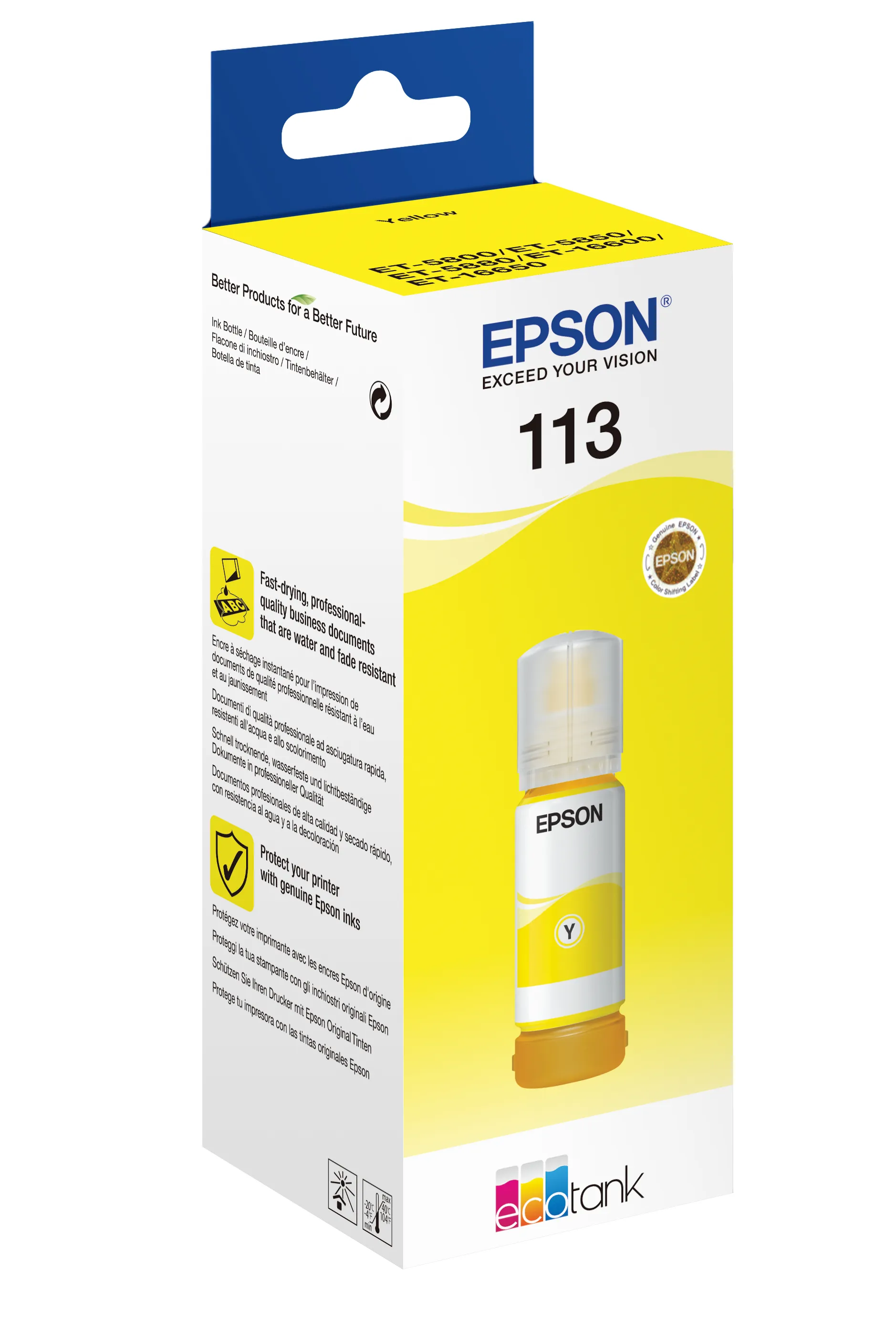 Epson 113 EcoTank bl&auml;ckflaska, 70 ml, gul