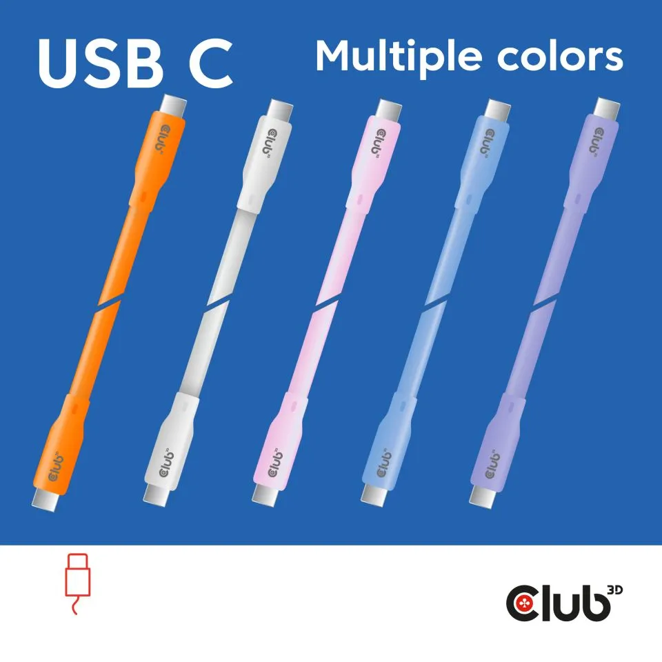 Club 3D USB-C - USB-C USB4 4K60Hz 240W -kaapeli, Violetti, 2m