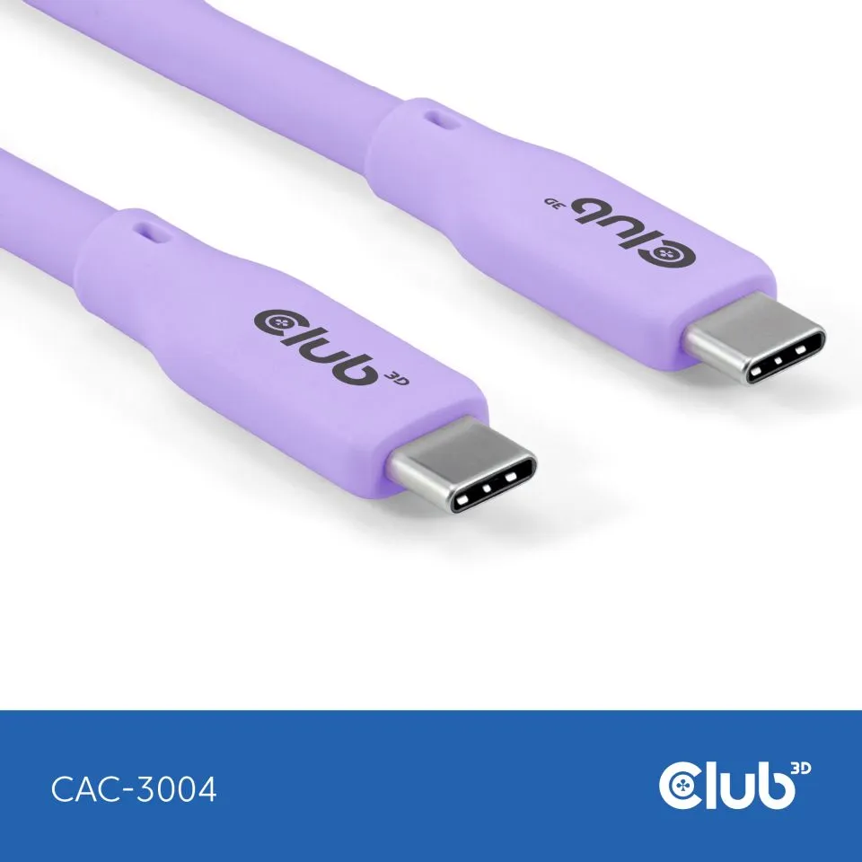 Club 3D USB-C - USB-C USB4 4K60Hz 240W -kaapeli, Violetti, 2m