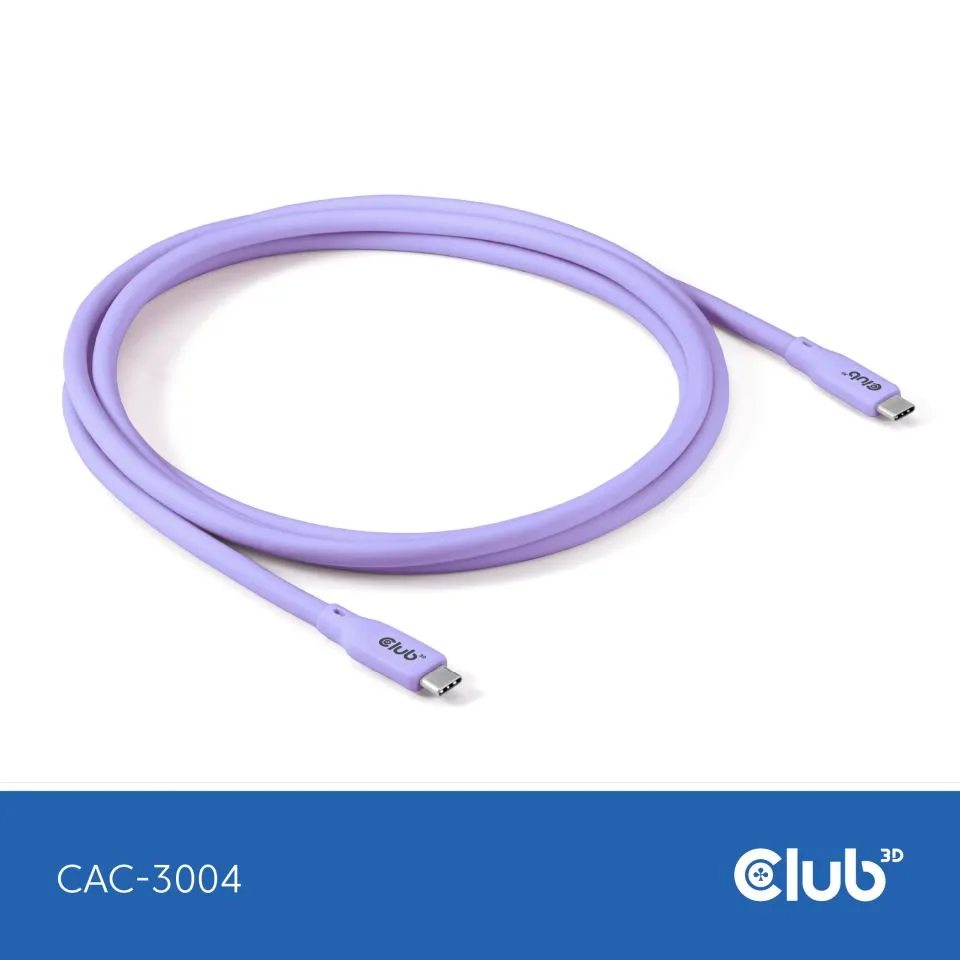 Club 3D USB-C - USB-C USB4 4K60Hz 240W -kaapeli, Violetti, 2m