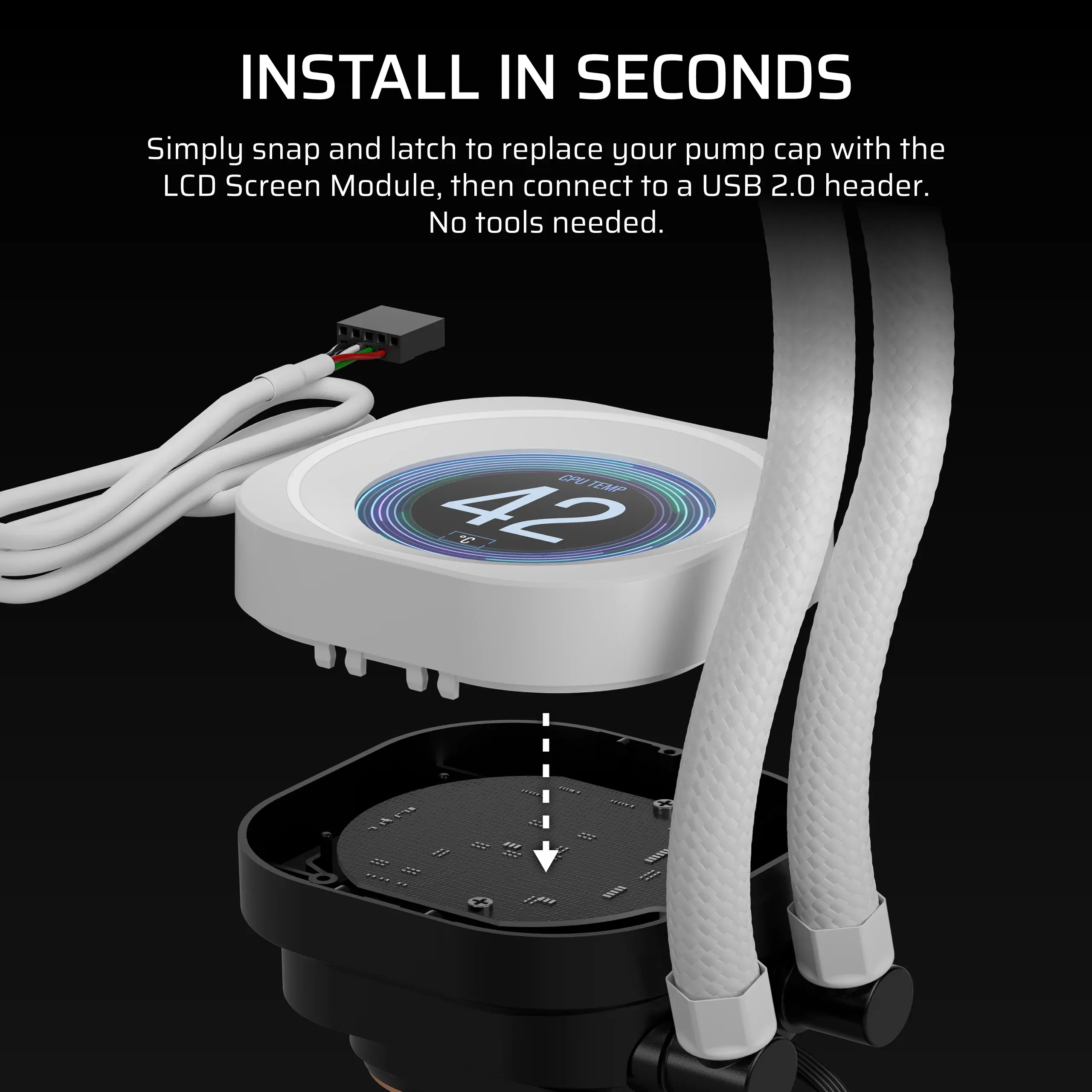 CORSAIR NAUTILUS RS LCD Screen Module, valkoinen