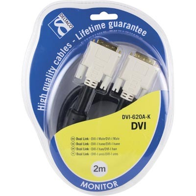 DELTACO DVI monitorikaapeli Dual Link, DVI-I u - u 3m