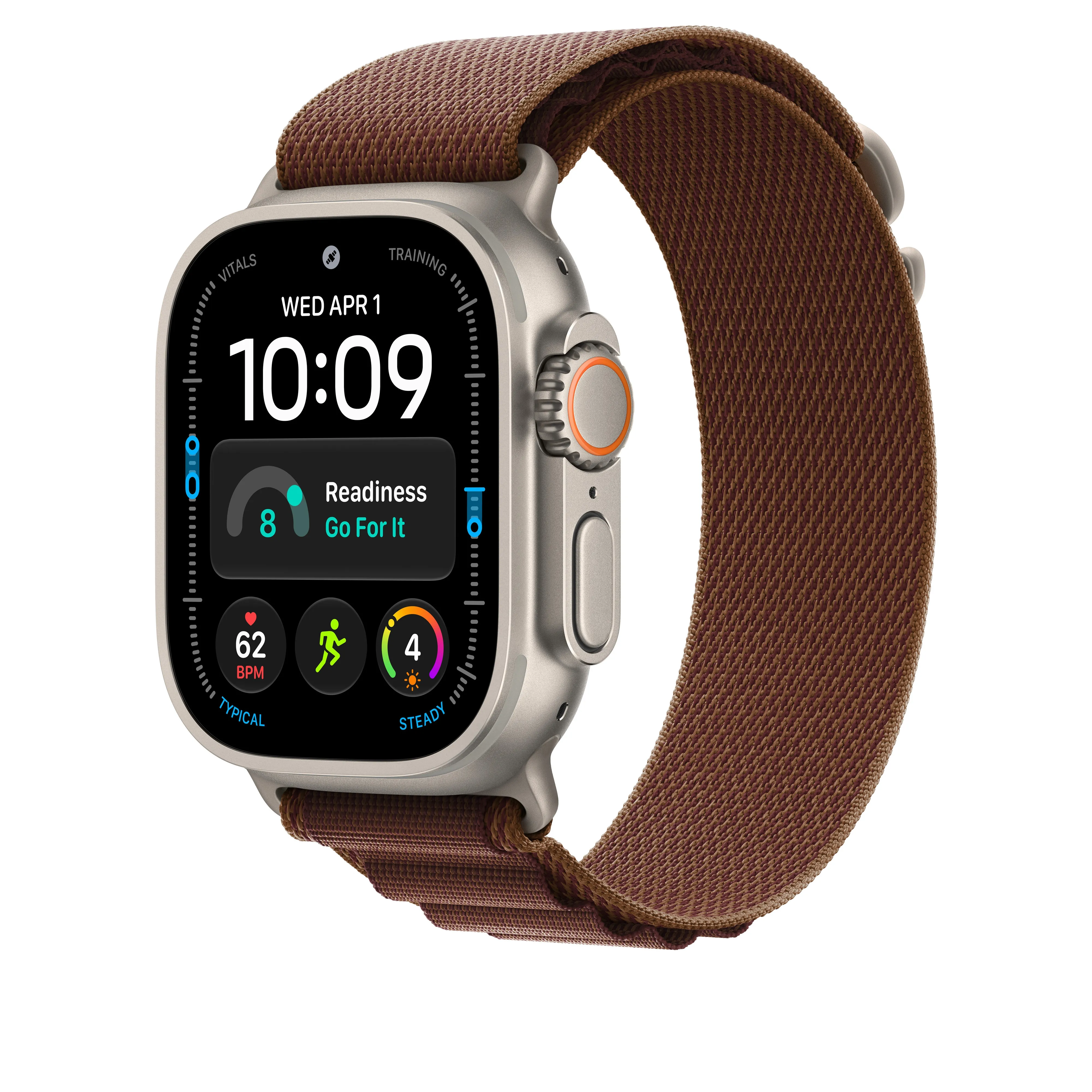 Apple Watch 49 mm -Alpine-ranneke, viininpunainen, keskikokoinen, luonnontitaani