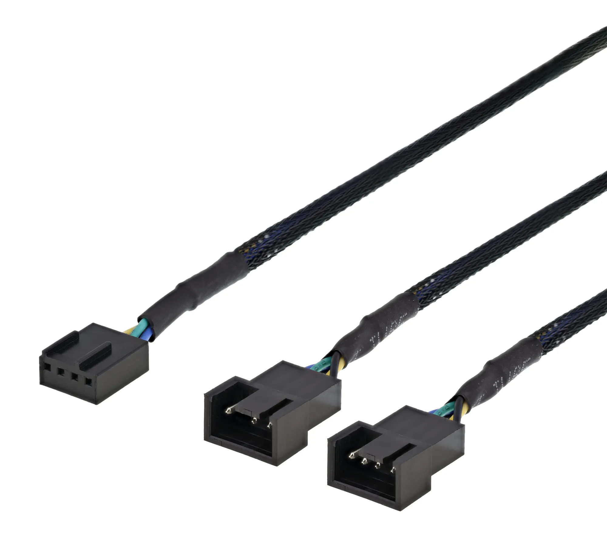 DELTACO splitter f&ouml;r PWM-fl&auml;ktar, 4-pin till 2x4-pin ho, svart