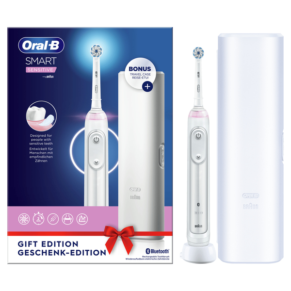 Oral-B SMART SENSITIVE - s&auml;hk&ouml;hammasharja, Hopea, Valkoinen