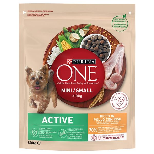 PURINA ONE Mini/Small Active Chicken with Rice, Torrfoder f&ouml;r hund, Adult, 800 g