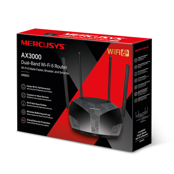 Mercusys MR3000X AX3000 Dual Band WiFi 6 -reititin