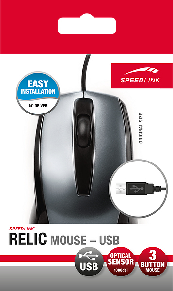 Speedlink Relic - mus, Svart/Gr&aring;