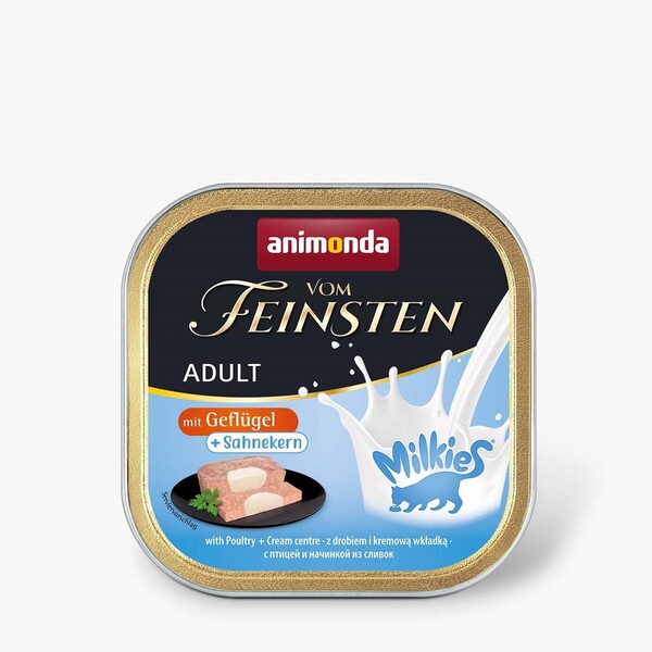 Animonda Vom Feinsten Adult Milkies with Poultry, V&aring;tfoder f&ouml;r katt, Spannm&aring;lsfritt, 100 g