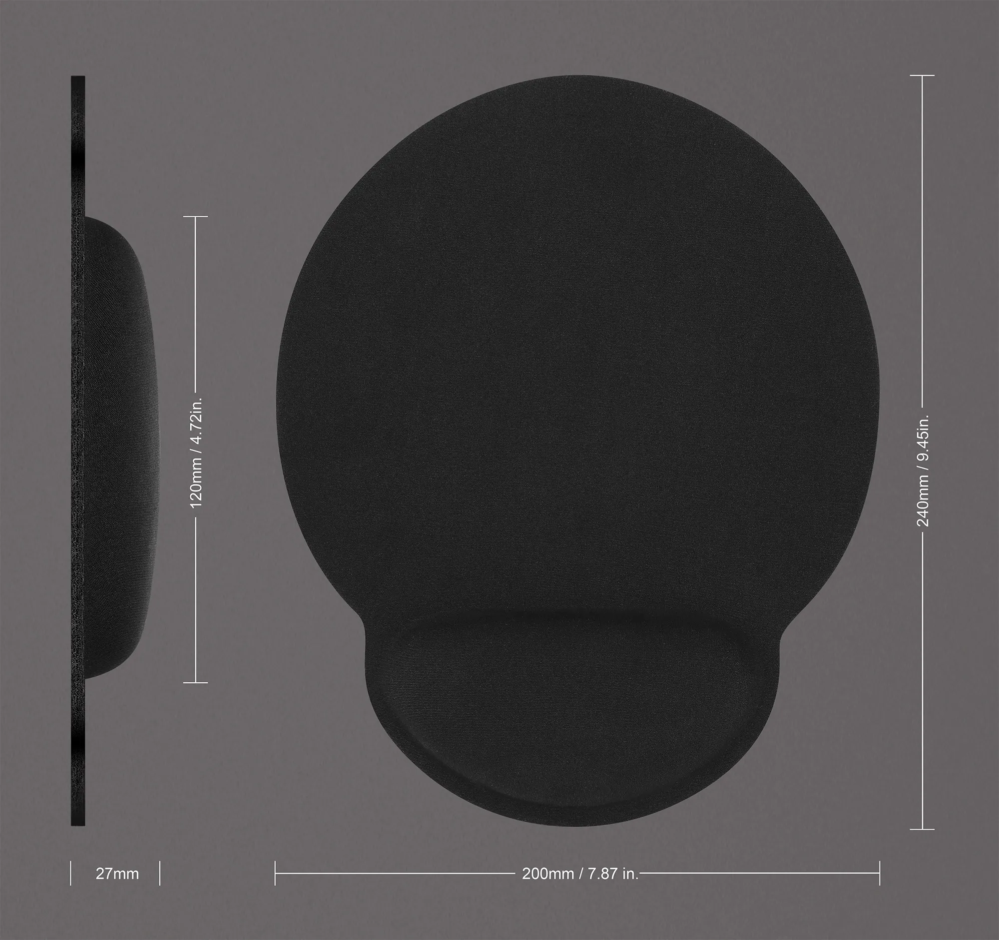 Manhattan - musmatta med handledsst&ouml;d, 203x240 mm, Svart