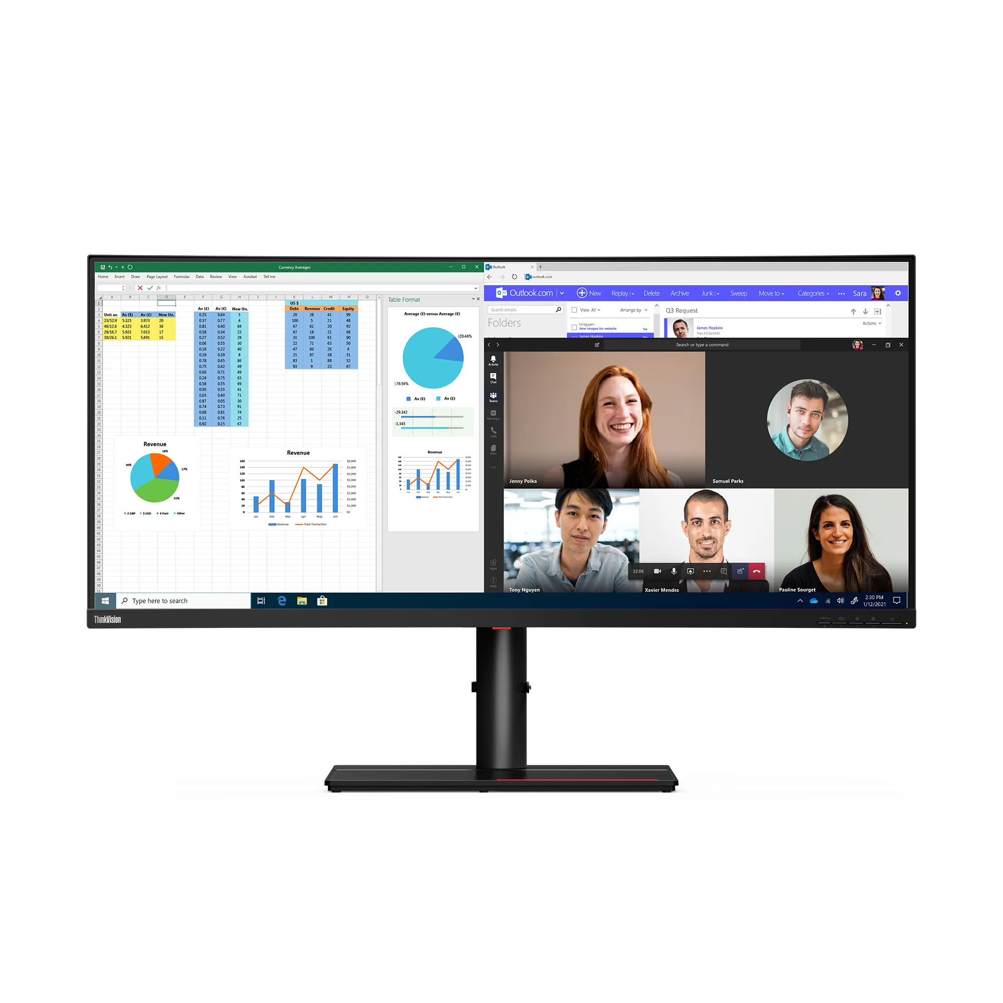 Lenovo ThinkVision P40w-20 39.7" UW5K, IPS curved sk&auml;rm med USB-C hub