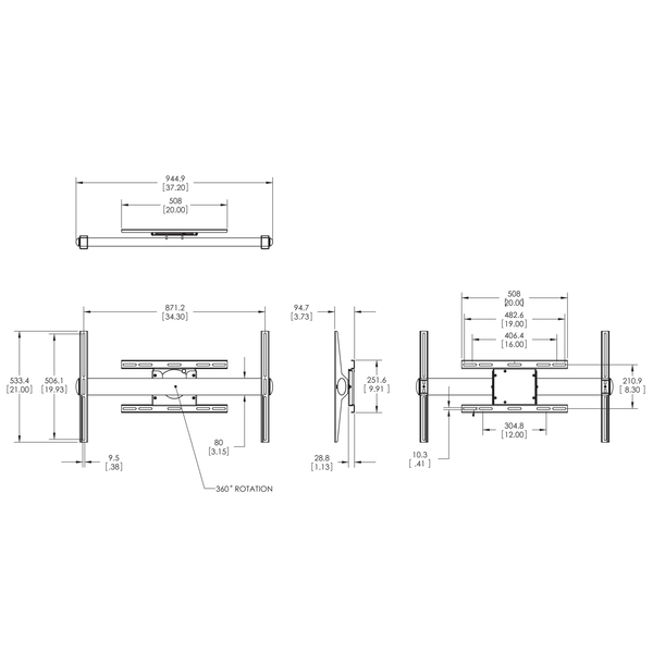 PFW 6854 Display Wall Mount, Rotating max.72kg