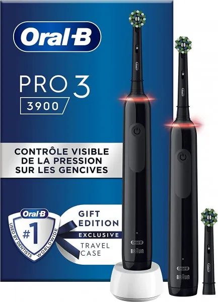 Oral-B Pro3 3900N Duo - eltandborste, 2 st, svart