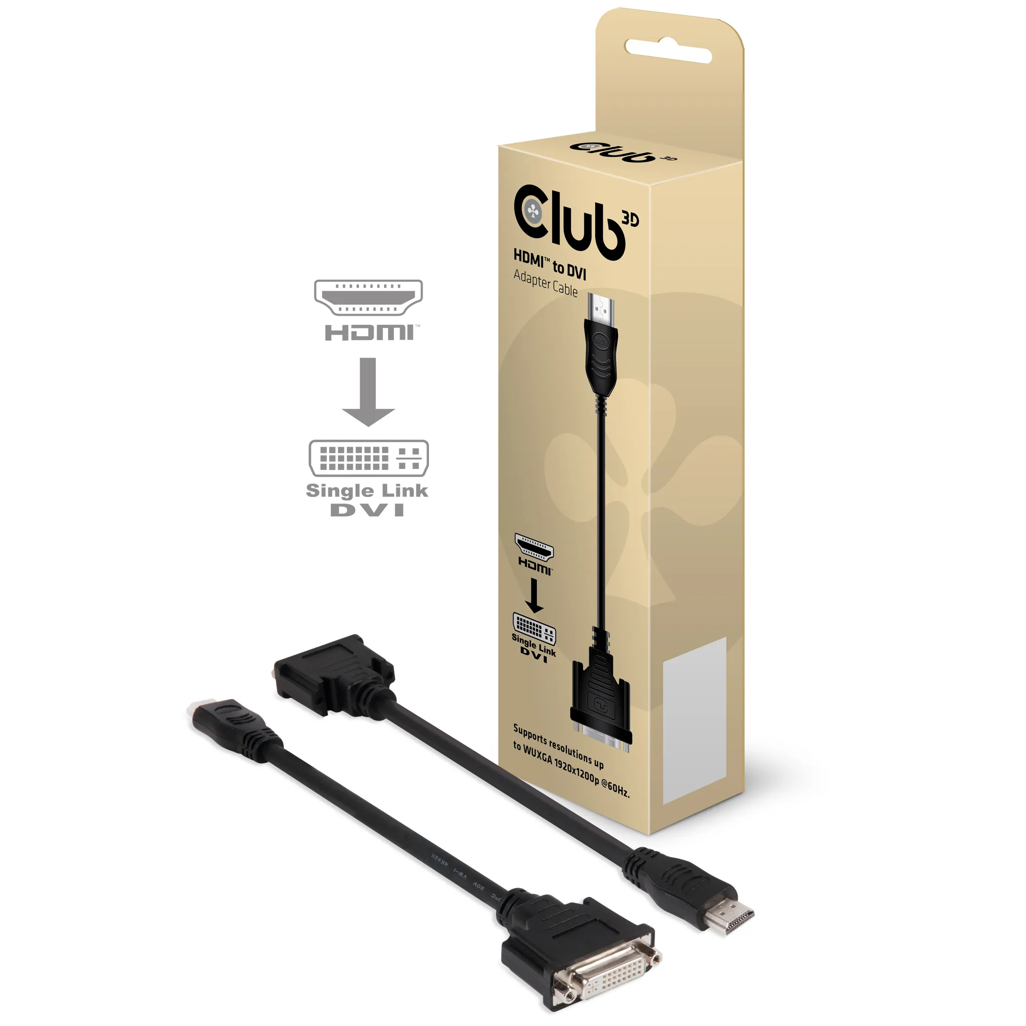 Club 3D  HDMI &ndash; DVI - adapter, Svart