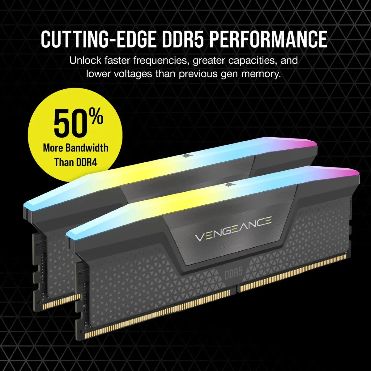Corsair VENGEANCE RGB 32 Gt (2 x 16 Gt) DDR5 5600 MHz, CL36 -muisti, harmaa (EXPO/XMP)