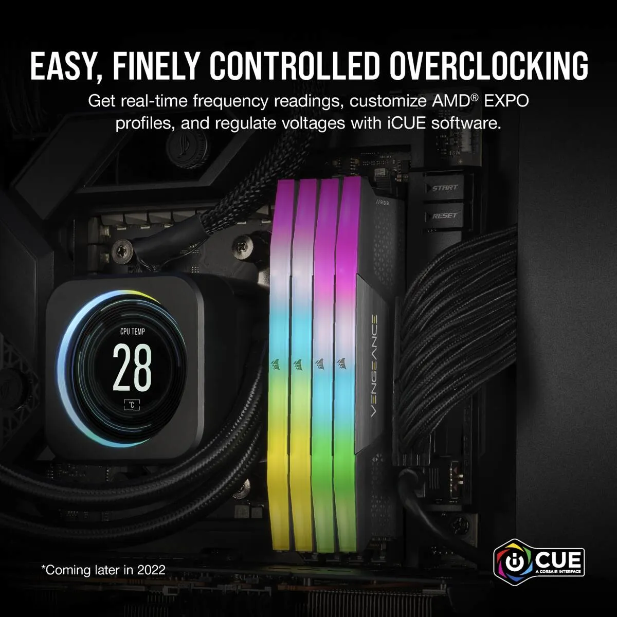 Corsair VENGEANCE RGB 32 Gt (2 x 16 Gt) DDR5 5600 MHz, CL36 -muisti, harmaa (EXPO/XMP)