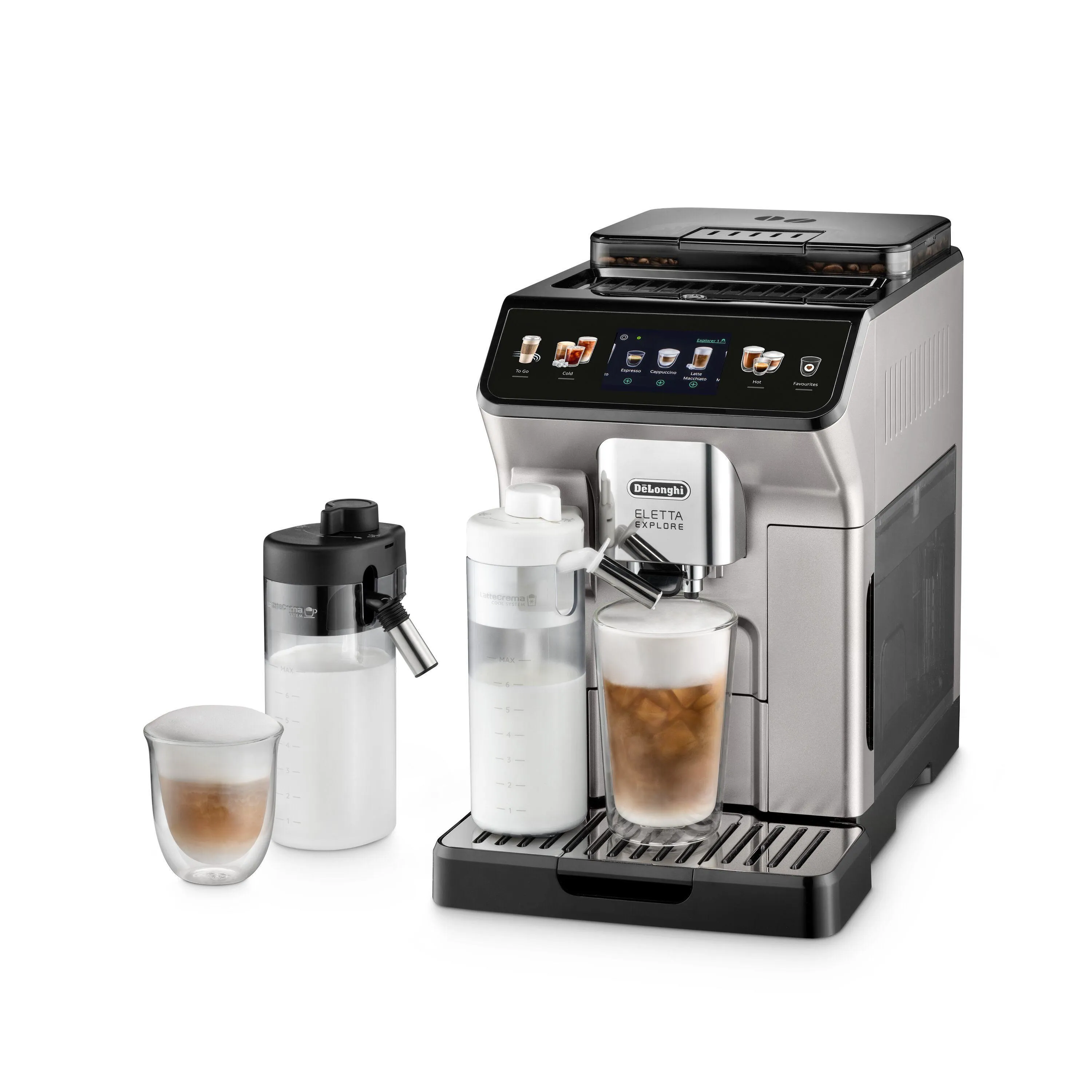 Delonghi Eletta Explore ECAM 450.55.S - espresso machine, fully automatic, Black, Silver