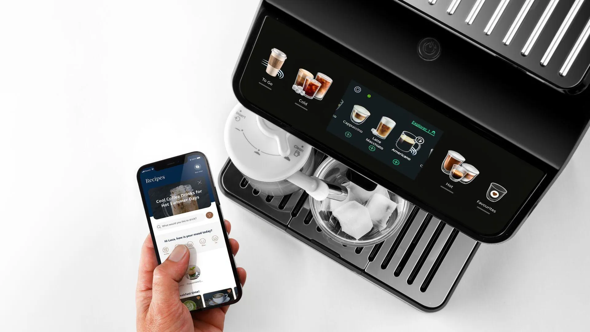Delonghi Eletta Explore ECAM 450.55.S - espresso machine, fully automatic, Black, Silver