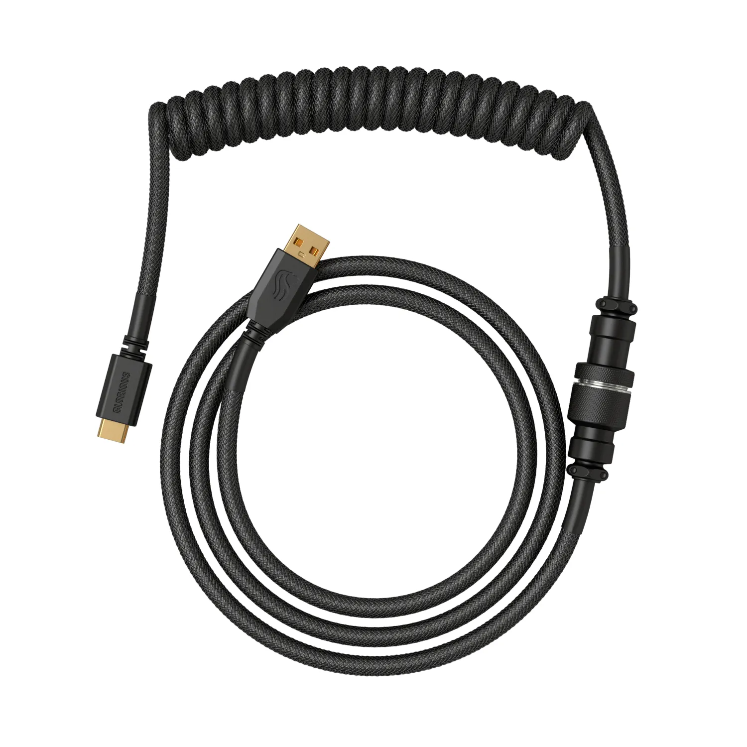 Glorious GMMK Coiled USB-A - USB-C - cable, 1.4m, Phantom Black