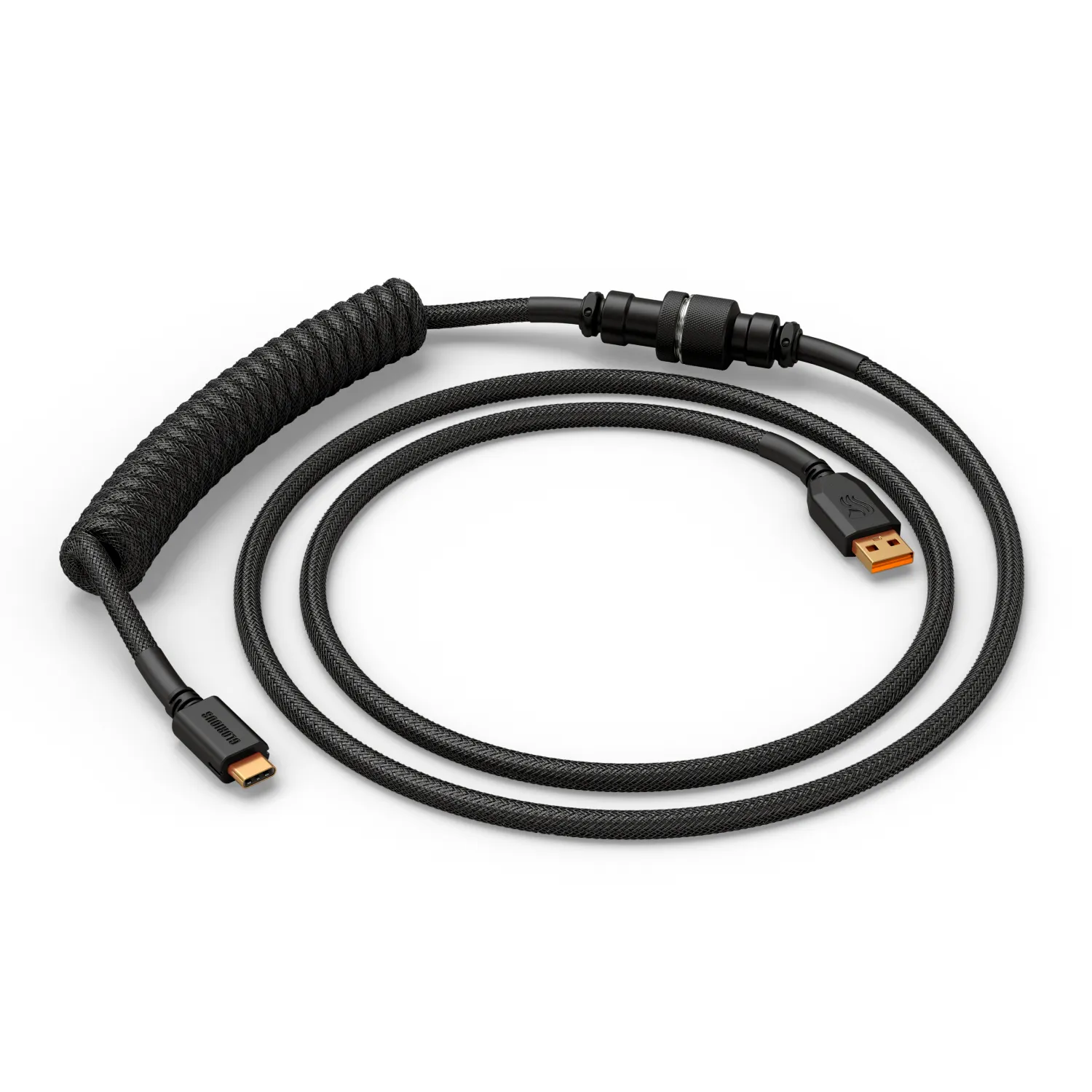 Glorious GMMK Coiled USB-A - USB-C - cable, 1.4m, Phantom Black