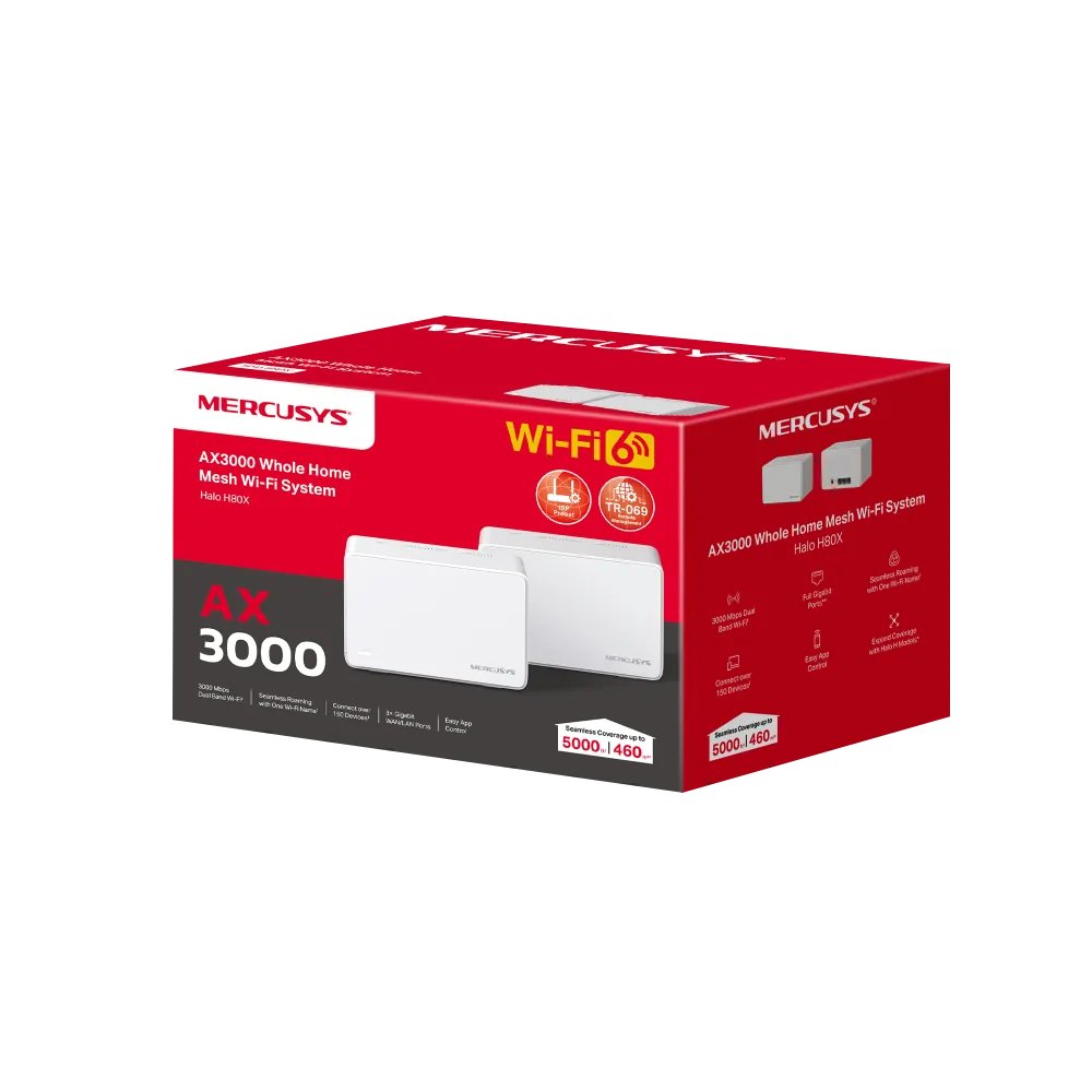 Mercusys Halo H80X AX3000 Whole Home WiFi 6 - Mesh system, 2pcs