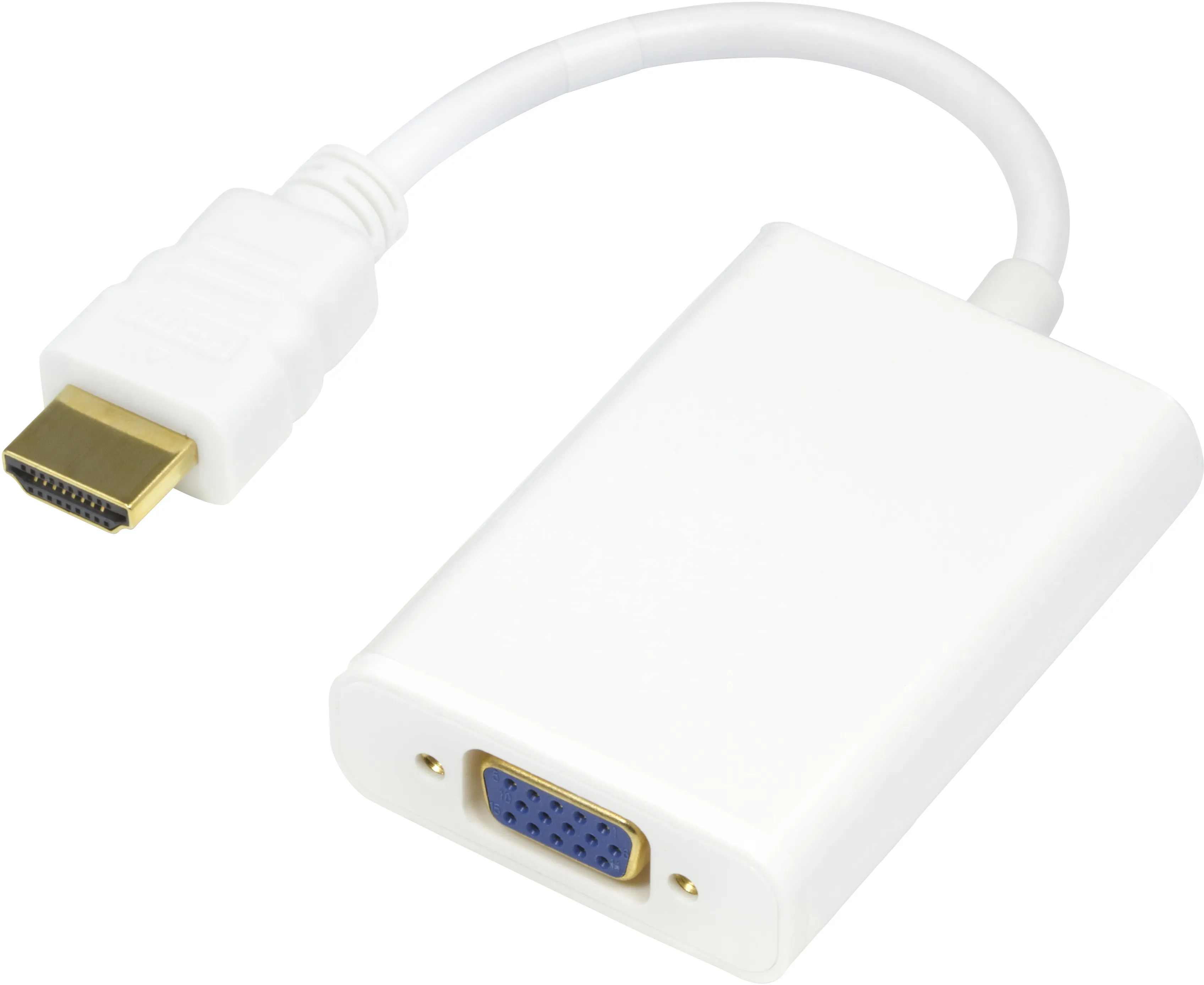 DELTACO HDMI - VGA-sovitin, 19-pin ha - 15-pin+3,5mm, 0,2m, valk