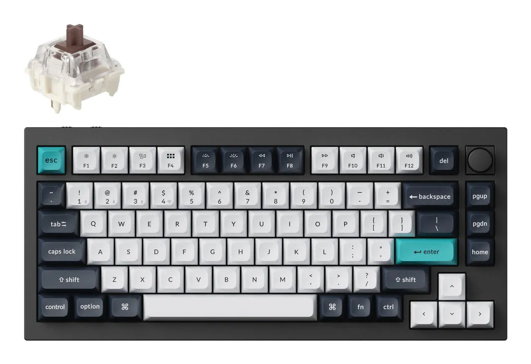 Keychron Q1 MAX 75% Knob QMK/VIA Gateron Jupiter Brown - wireless keyboard, Carbon Black