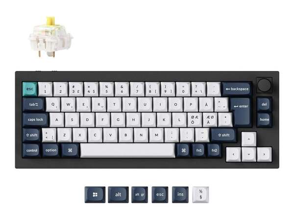 Keychron Q2 Max 65% Q2M-M4-BO Wireless Mechanical Gaming Keyboard, Gateron Jupiter Banana, Carbon Black