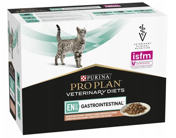 Purina Pro Plan Veterinary Diets EN St/Ox Gastrointestinal Salmon, Wet food for cats, All ages, 10 x 85g