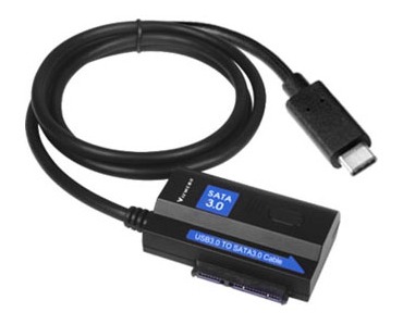 USB-C till SATA III adapter, USB 3.0, 5Gb/s, f&ouml;r 2,5" och 3,5", svart