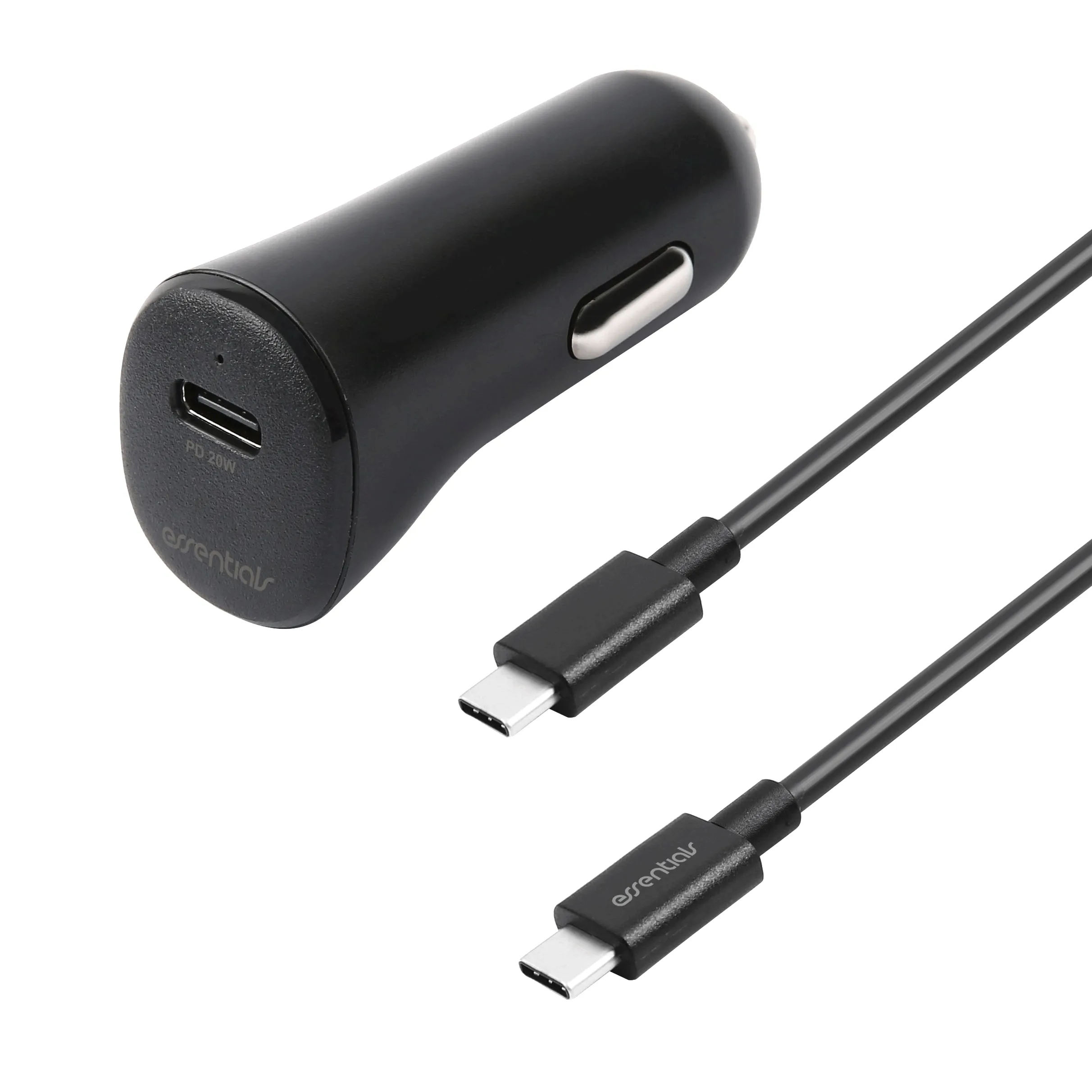 Essentials Car charger PD 20W, USB-C-USB-C cable, 1m, Black Essentials Car charger PD 20W, USB-C-USB-C cable, 1m, Black