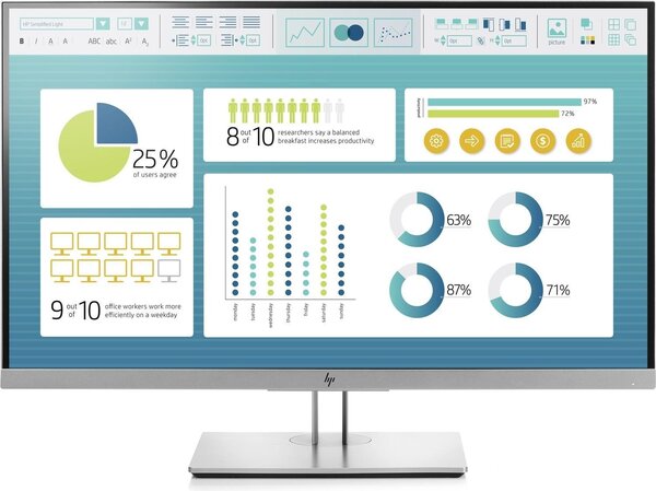 Kunnostettu HP EliteDisplay E273 27" Full HD IPS, musta/hopea (Erinomainen kunto)