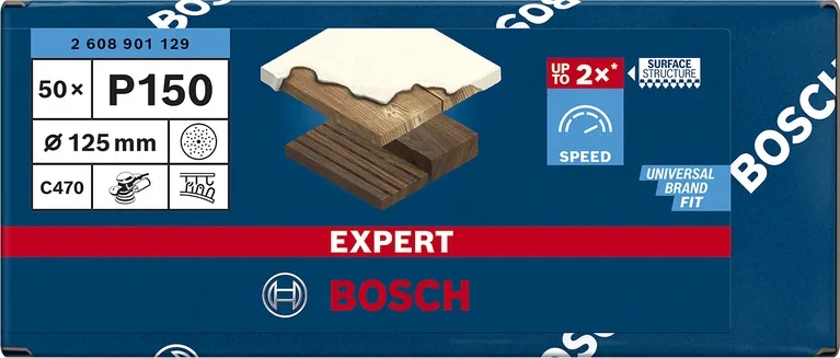 Bosch Expert C470 sanding sheet,  125mm, K150 multi-hole (50 pieces, for eccentric sanders)
