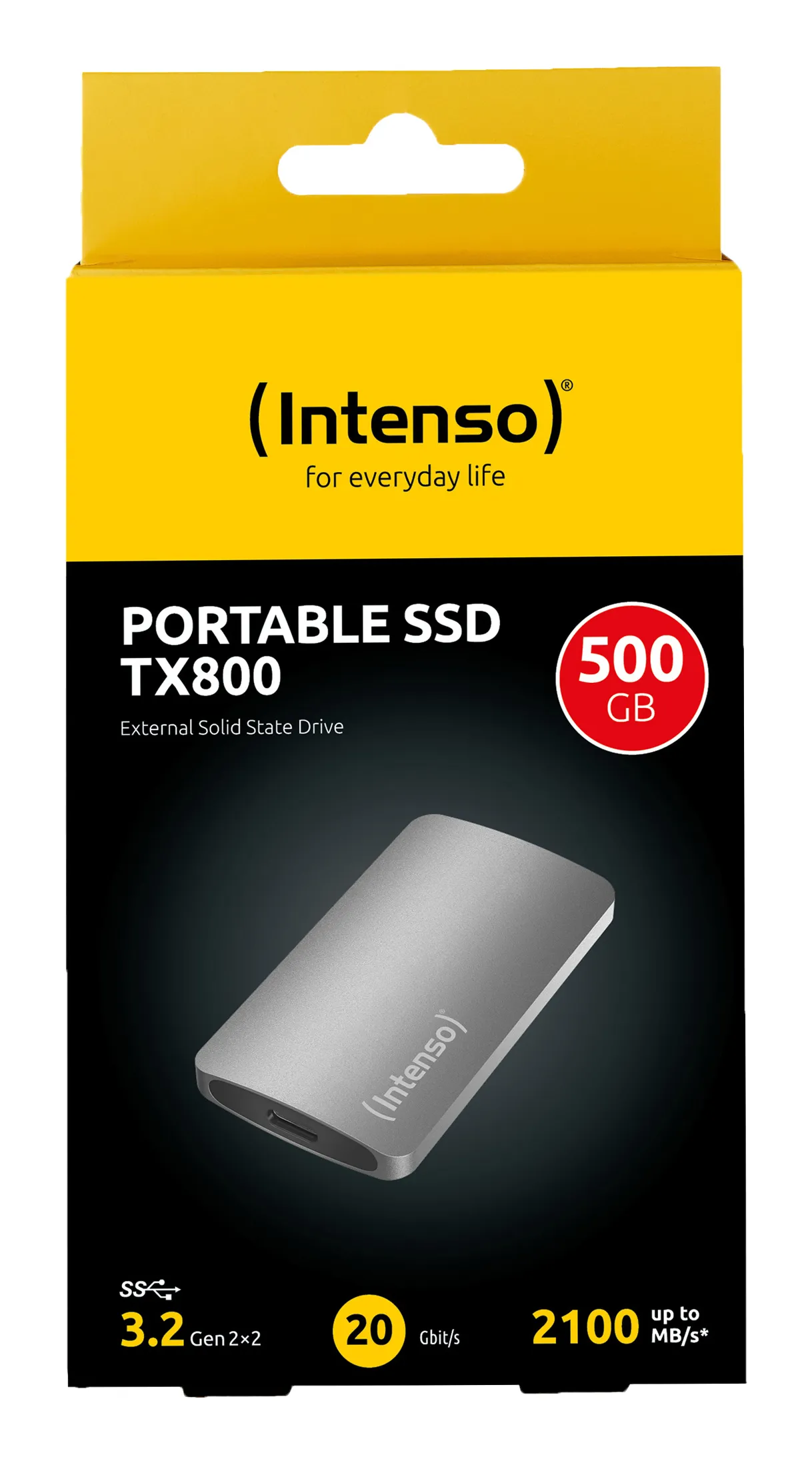 Intenso TX800 500 Gt USB 3.2 Gen 2x2 (USB-C) -ulkoinen SSD, iskunkestävä, Anthracite