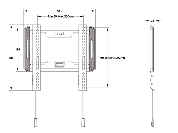 M Universal Wallmount Fixed Small Black