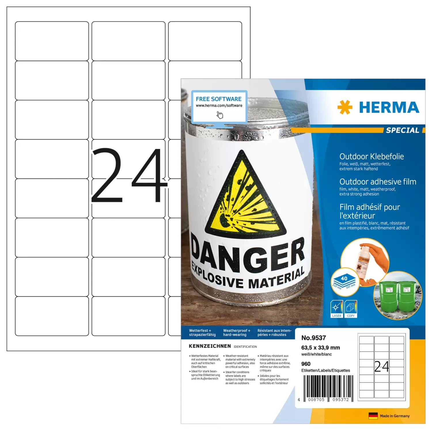 Herma label outdoor film extra strong 63,3x33,9 (960)