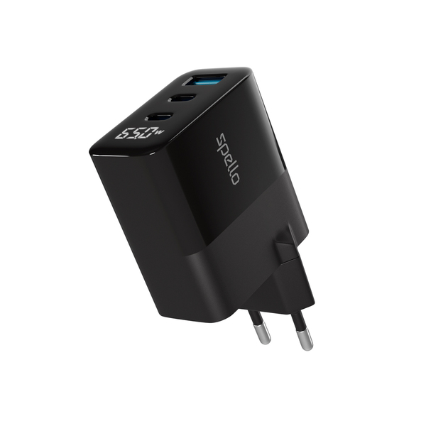 Spello ForceBoost Display GaN 65W Wall Charger SA65 - black
