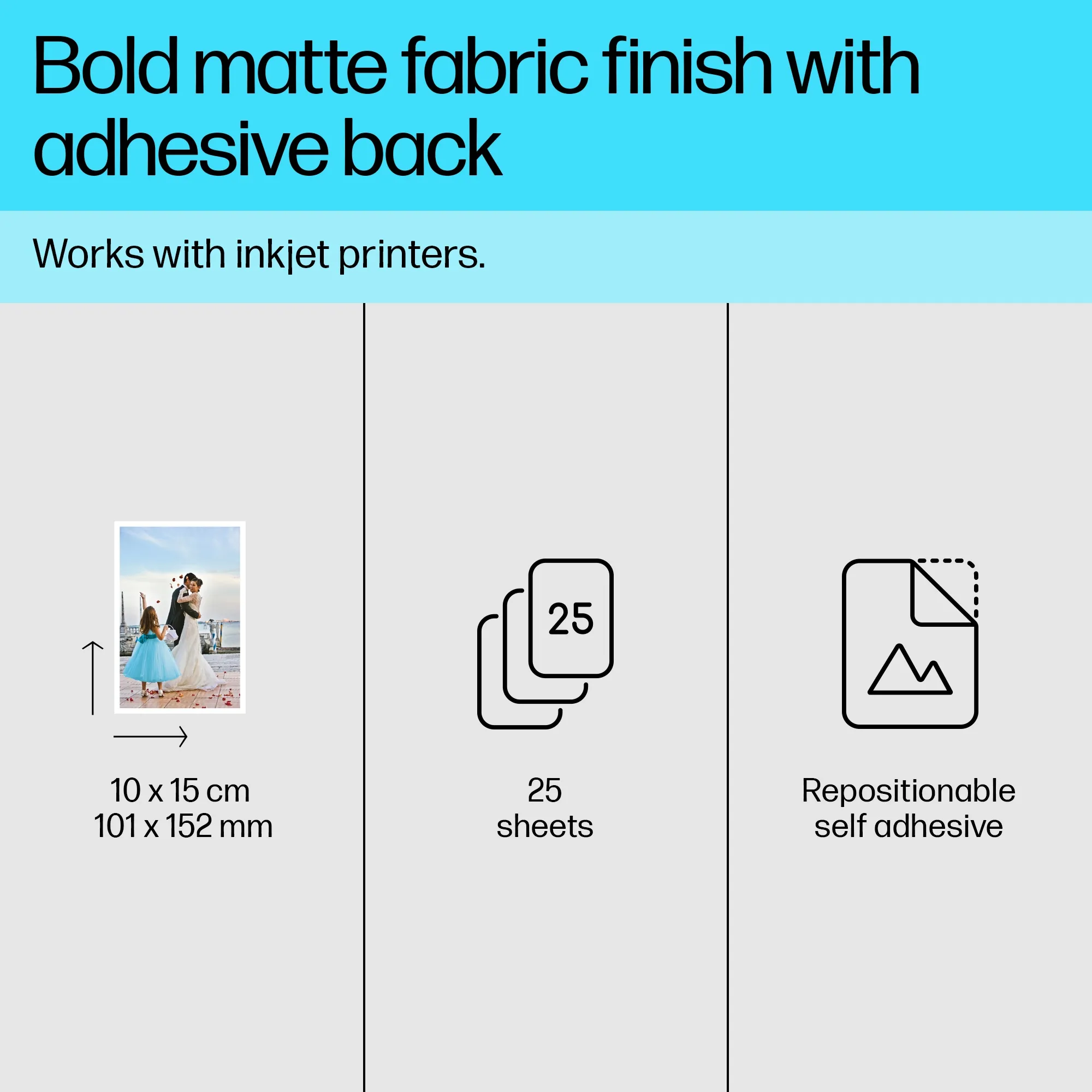 HP Picture Stickers, 10 x 15 cm (101 x 152 mm), 25 sheets