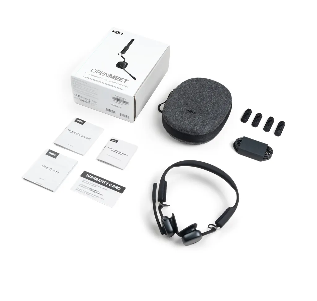 Shokz OpenMeet UC -langaton kuulokemikrofoni + USB-adapteri, musta