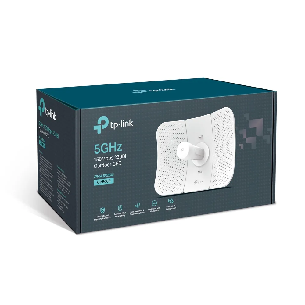 TP-Link CPE605 Wi-Fi 4 - tr&aring;dl&ouml;s klientutrustning f&ouml;r utomhusbruk, Vit
