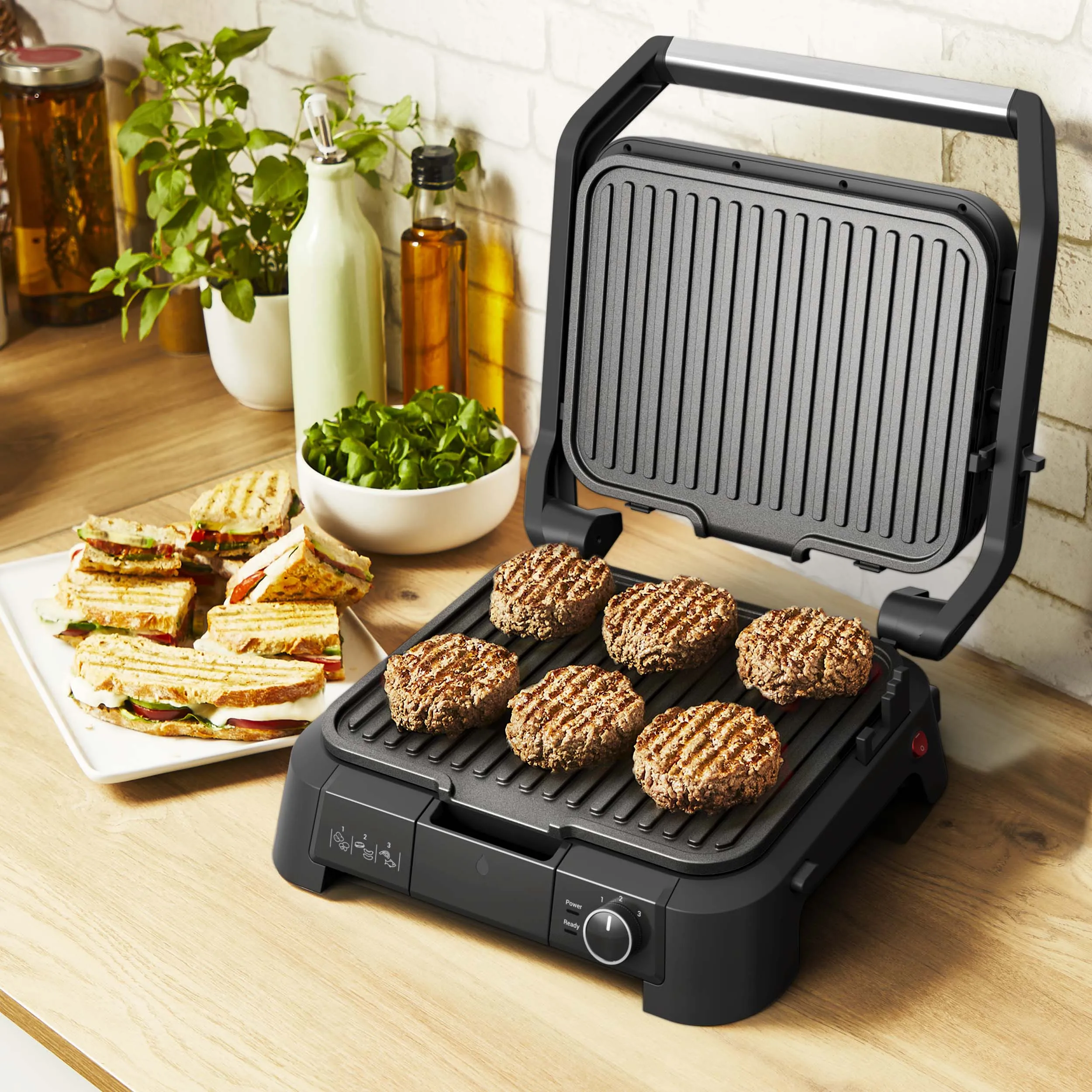 OBH Nordica SuperGrill 3-in-1 Tabletop Contact Grill 2000 W Black/Silver GO510DN0