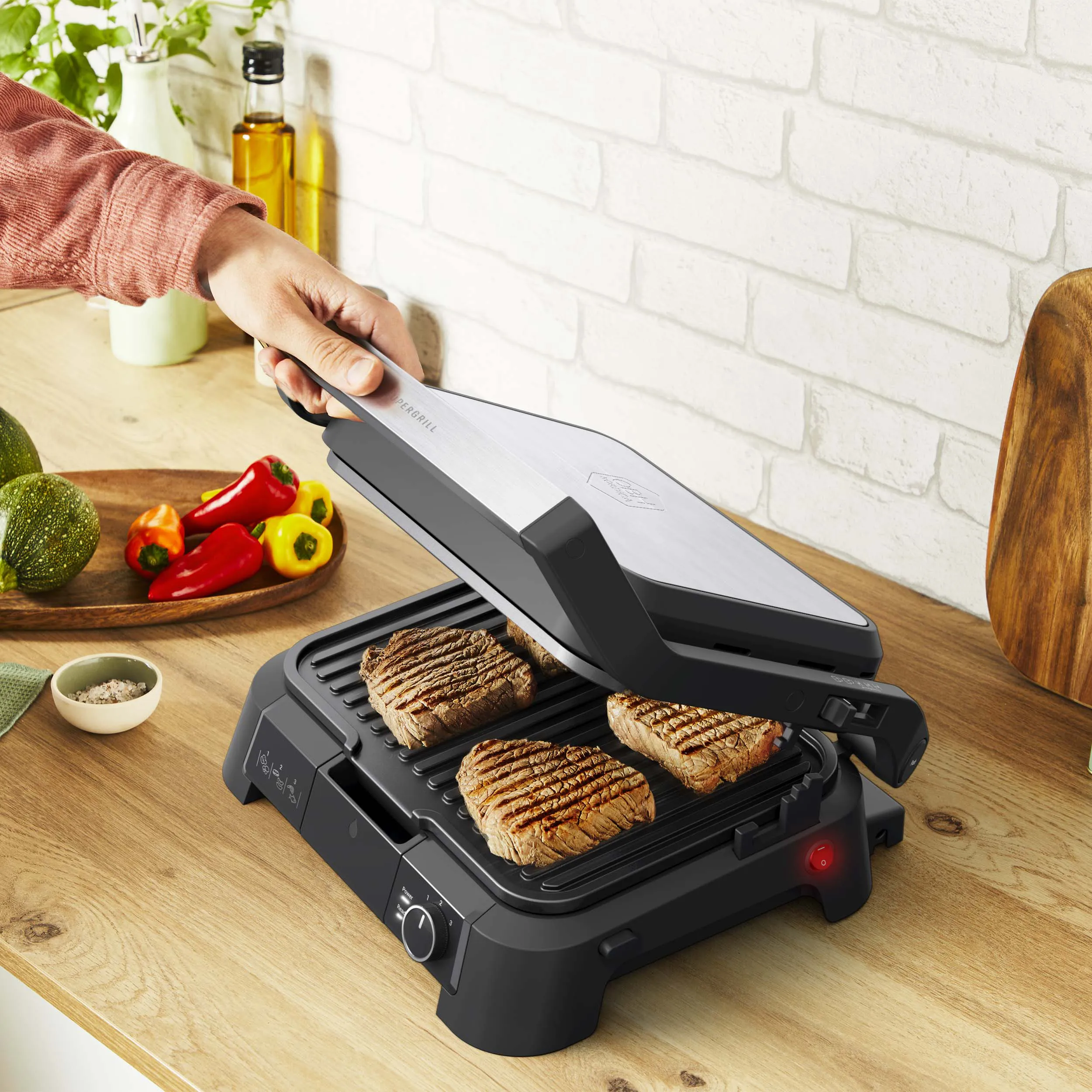 OBH Nordica SuperGrill 3-in-1 Tabletop Contact Grill 2000 W Black/Silver GO510DN0