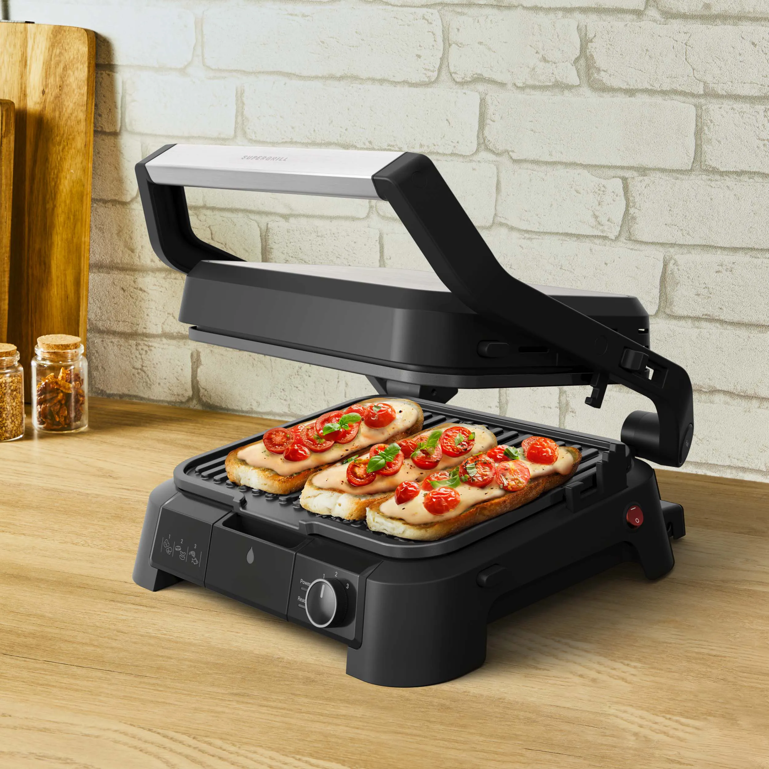 OBH Nordica SuperGrill 3-in-1 Tabletop Contact Grill 2000 W Black/Silver GO510DN0